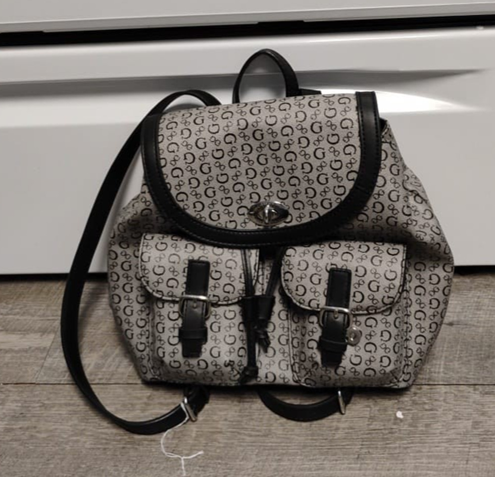 Guess Manhattan 4G Mini Backpack Monogram Gray/black Womens